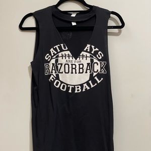 Football tank, razorbacks, V neck